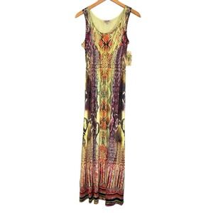 OneWorld Live and Let Live Maxi Dress Womens Size L Multicolor Boho Sleeveless